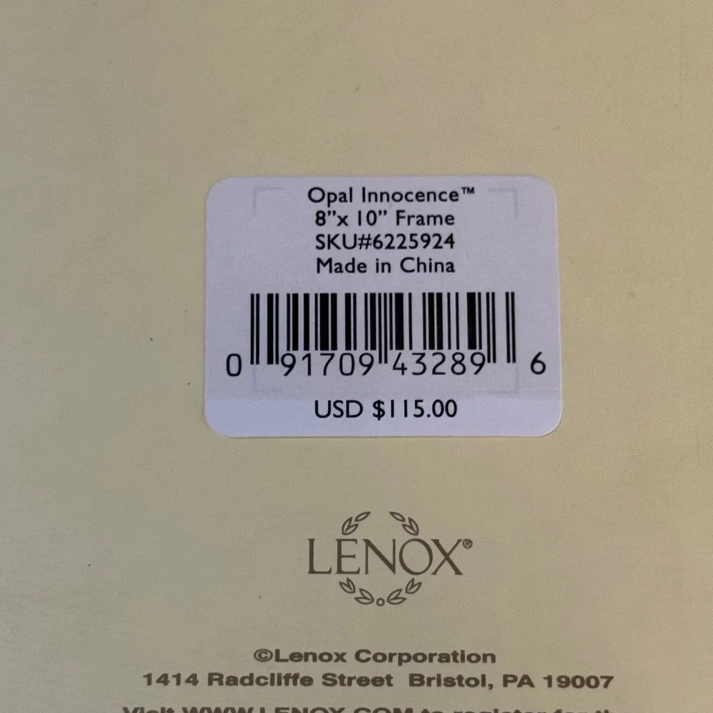Lenox Opal Innocence 8x10 Picture Frame Ivory Porcelain Platinum Trim 6225924